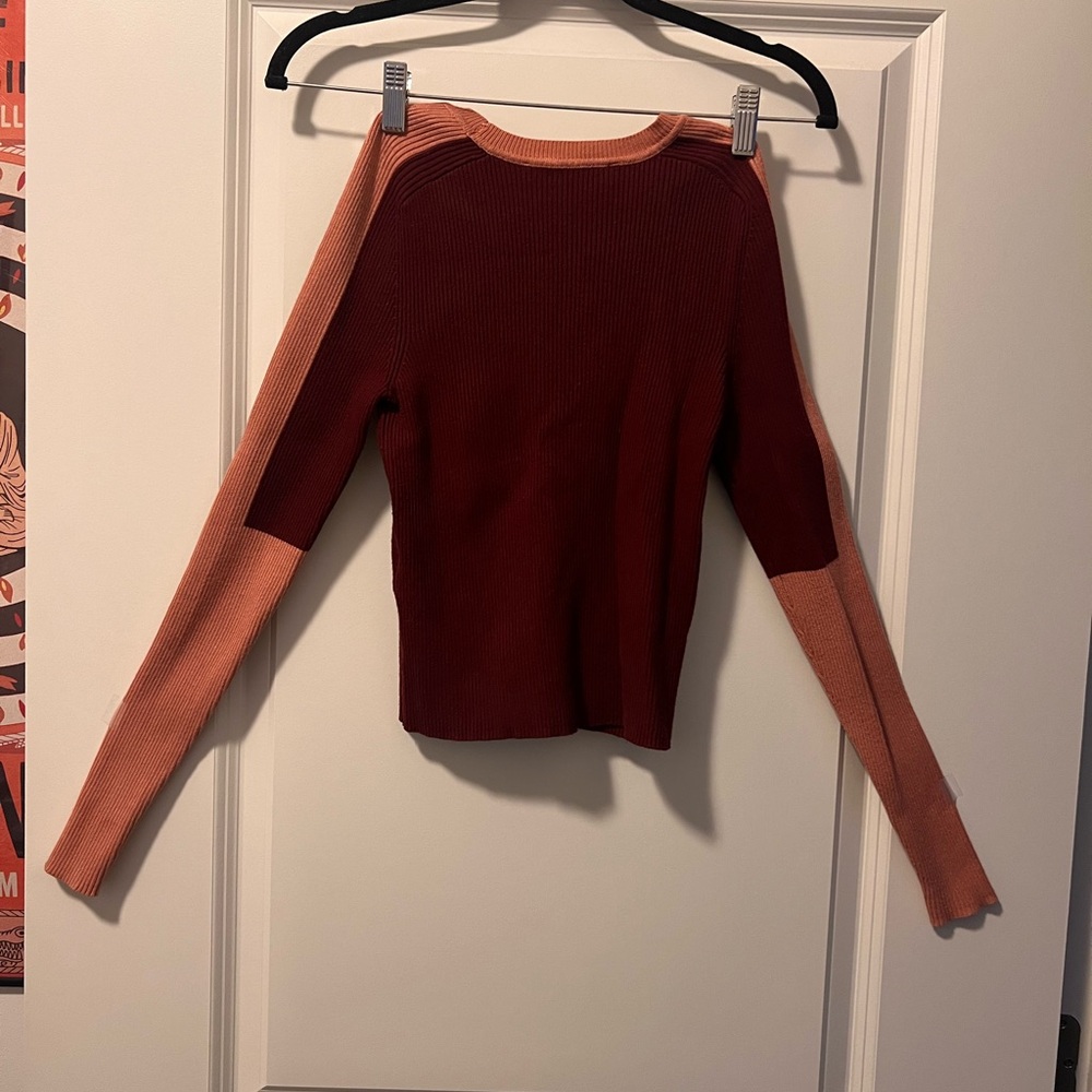 Zara Burgundy and Pink Women's Sweater